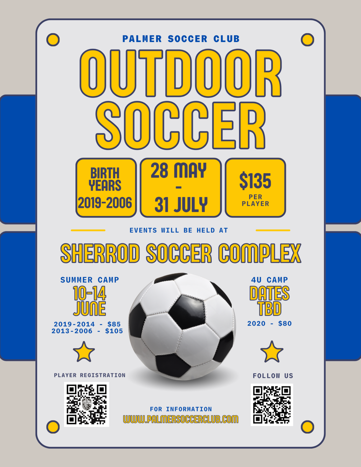 Retro Blue Soccer Camp Event Flyer